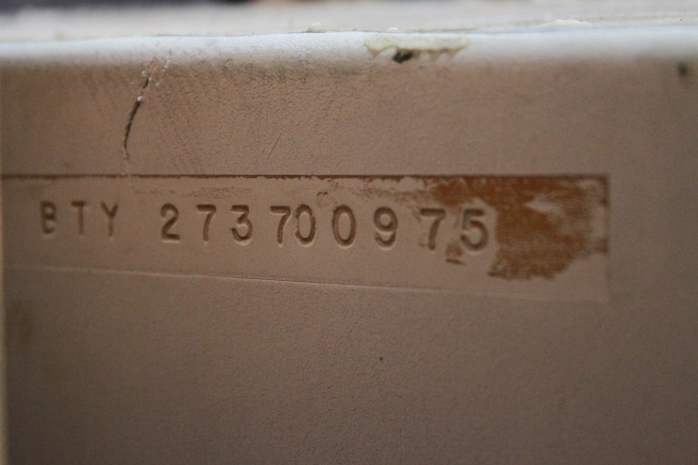 Here's the hull number itself. In plain English, my guess it reads 'Bristol Yachts 27. Hull #370. Built on (?) 09/1975