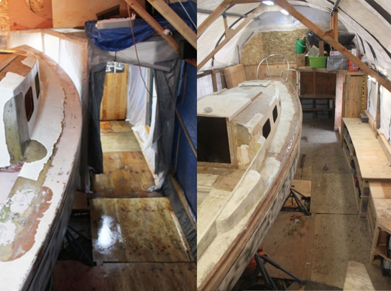 Image comparing the boat area re-design.  The old is on the left, new on the right.  Note how much more space around the boat there is.